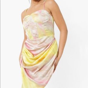 Marble Print Corset Midi Dress